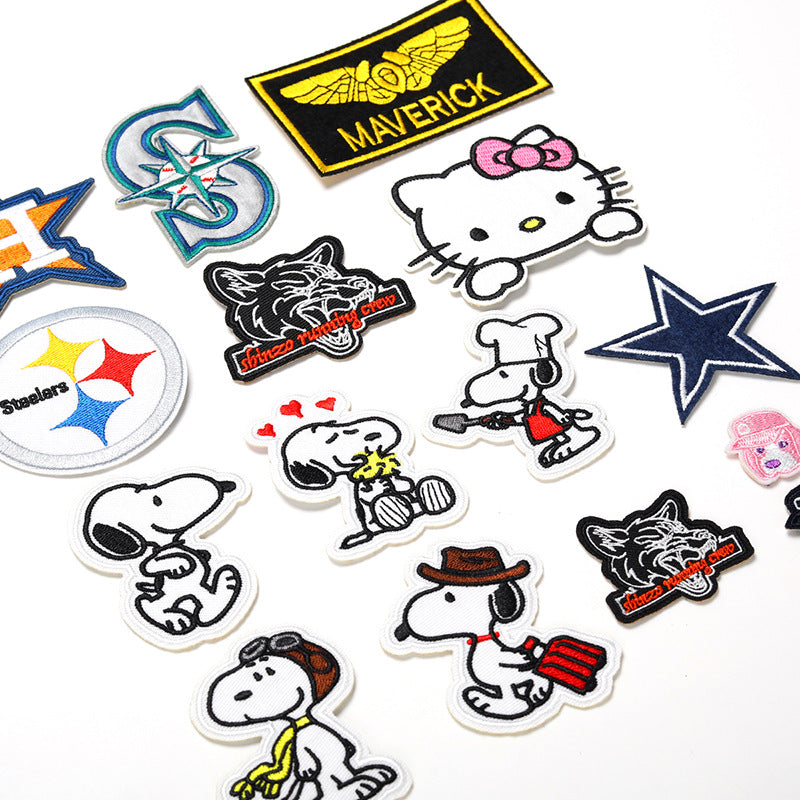 Wholesale embroidered cloth stickers cute cartoon patch five-pointed star puppy bag shoes decorative decals OLY Exclusive